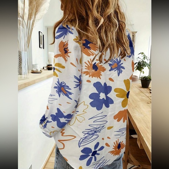 Boho floral print button down shirt - Picture 5 of 16